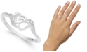 Macy's Diamond Interlocked Heart Ring (1/10 ct. t.w.) in Sterling Silver 